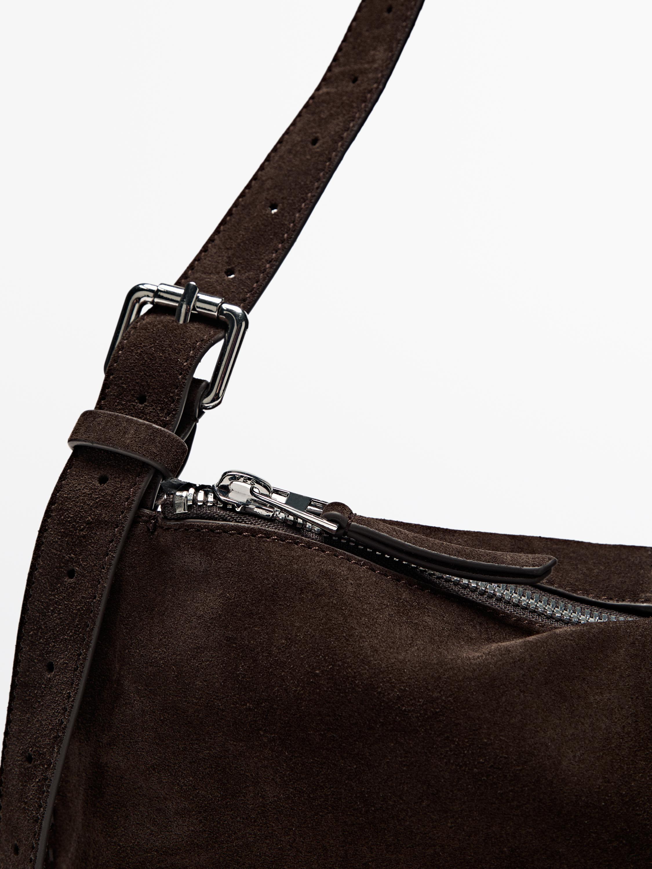 Split suede leather crossbody bag